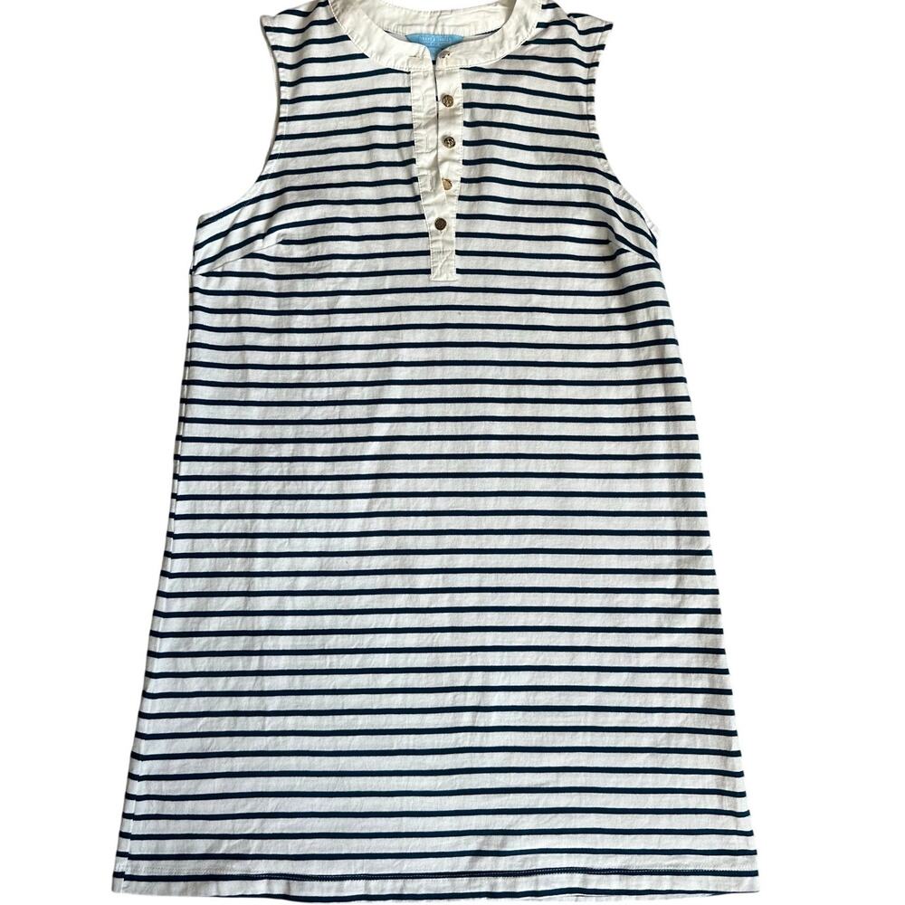 Draper James RSVP Navy/White Striped, Henley, Sleeveless Shirt Dress- S